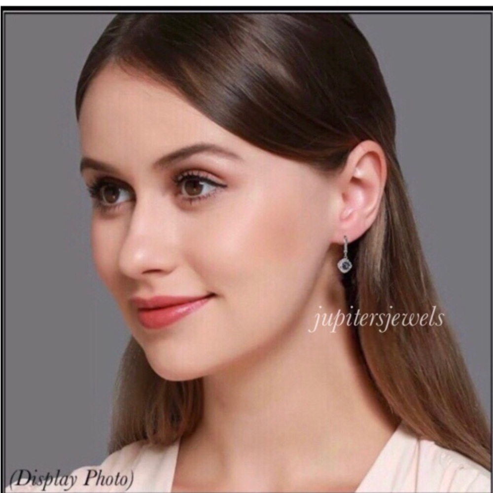 Clearance! Simulated Mystic Topaz Halo Earrings - Picture 5 of 5